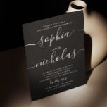 Zwart minimalistisch script bruiloft verlovingsfee kaart<br><div class="desc">Zwart eenvoudig minimalistisch script bruiloft verlovingsfeest uitnodiging. Neem contact met me op als je nog meer objecten nodig hebt.</div>