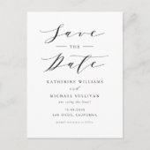 Zwart Minimalistisch Script QR Code Save the Date Briefkaart (Voorkant)