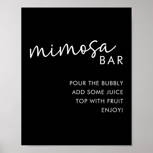 Zwart Minimalistisch Script Vrijgezellenfeest Mimo Poster (Voorkant)