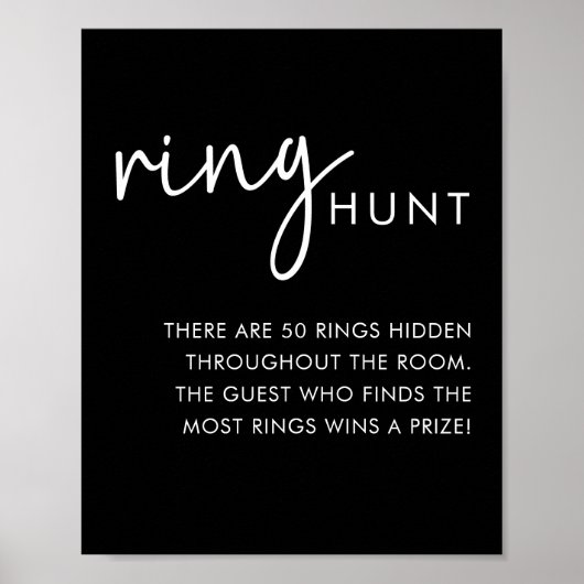 Zwart Minimalistisch Script Vrijgezellenfeest Ring Poster (Voorkant)