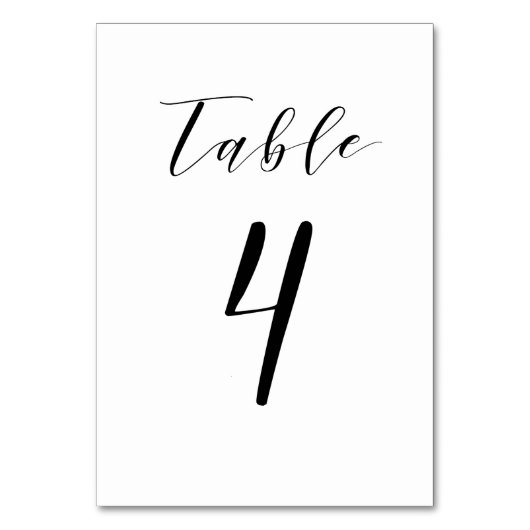 Zwart minimalistisch scriptwedijvernummer kaart (Voorkant)