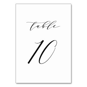 Zwart minimalistisch scriptweduwentabel nummer 10 kaart