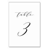 Zwart minimalistisch scriptweduwtabel nummer 3 kaart (Voorkant)