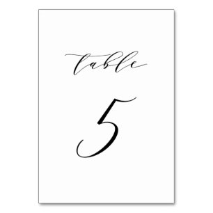 Zwart minimalistisch scriptweduwtabel nummer 5 kaart