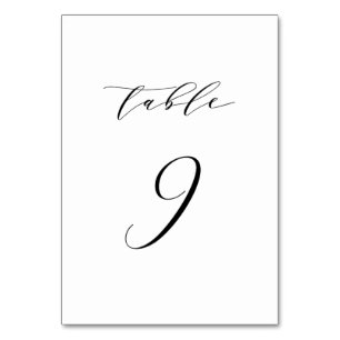 Zwart minimalistisch scriptweduwtabel nummer 9 kaart