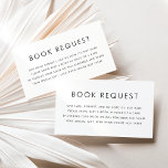 Zwart Minimalistisch Typografie Boek Aanvraag Informatiekaartje<br><div class="desc">Vraag gasten om een boek mee te nemen in plaats van een kaart met deze aanpasbare boekaanvraagkaart. Het boek bevat een minimalistische typografie. Personaliseer door uw gegevens toe te voegen. Deze minimalistische boekaanvraagkaart is ideaal voor elk baby shower thema of seizoen.</div>
