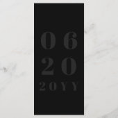 Zwart Minimalistisch Vetgedrukte Type Wedding Menu (Achterkant)