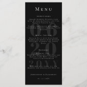 Zwart Minimalistisch Vetgedrukte Type Wedding Menu (Voorkant)