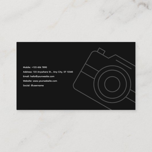 Zwart minimalistisch Visitekaartje (Achterkant)