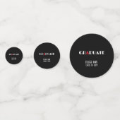 Zwart minimalistisch wit rood afstuderen confetti (Voorkanten)