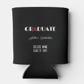 Zwart minimalistisch wit rood afstuderen naam blikjeskoeler (Achterkant)