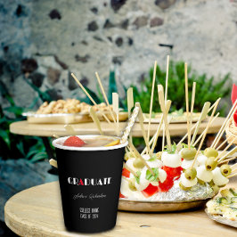 Zwart minimalistisch wit rood afstuderen naam papieren bekers