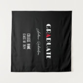 Zwart minimalistisch wit rood afstuderen naam wandkleed (Voorkant (horizontaal))