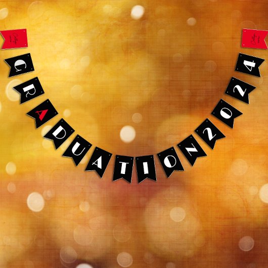 Zwart minimalistisch wit rood afstuderen vlaggetjes