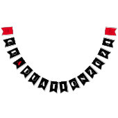 Zwart minimalistisch wit rood afstuderen vlaggetjes (Alle)