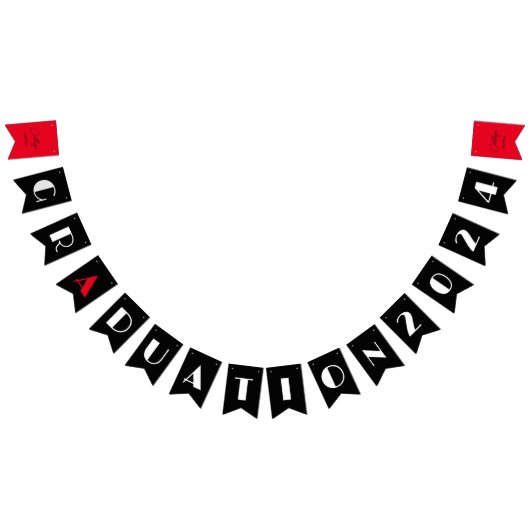 Zwart minimalistisch wit rood afstuderen vlaggetjes (Alle)