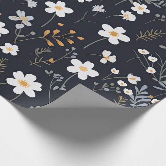 Zwart Minimalistisch Zachte Tuin Wildbloemenkweker Cadeaupapier (Hoek)