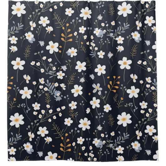 Zwart Minimalistisch Zachte Tuin Wildbloemenkweker Douchegordijn (Voorkant)