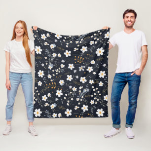 Zwart Minimalistisch Zachte Tuin Wildbloemenkweker Fleece Deken