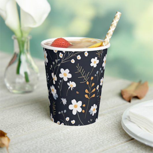 Zwart Minimalistisch Zachte Tuin Wildbloemenkweker Papieren Bekers (Insitu)