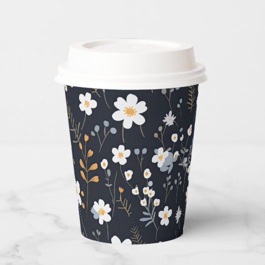 Zwart Minimalistisch Zachte Tuin Wildbloemenkweker Papieren Bekers (Links)