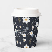 Zwart Minimalistisch Zachte Tuin Wildbloemenkweker Papieren Bekers (Achterkant)