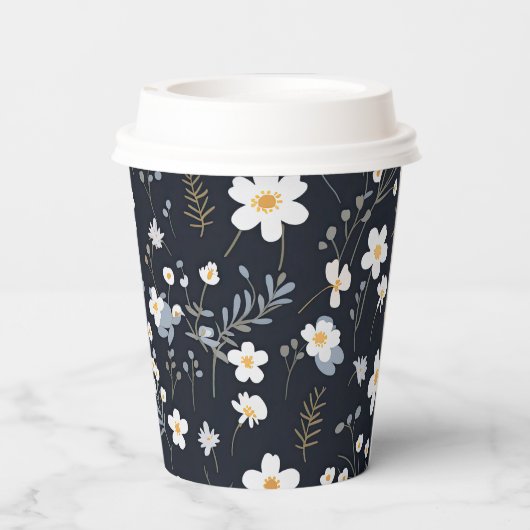 Zwart Minimalistisch Zachte Tuin Wildbloemenkweker Papieren Bekers (Achterkant)