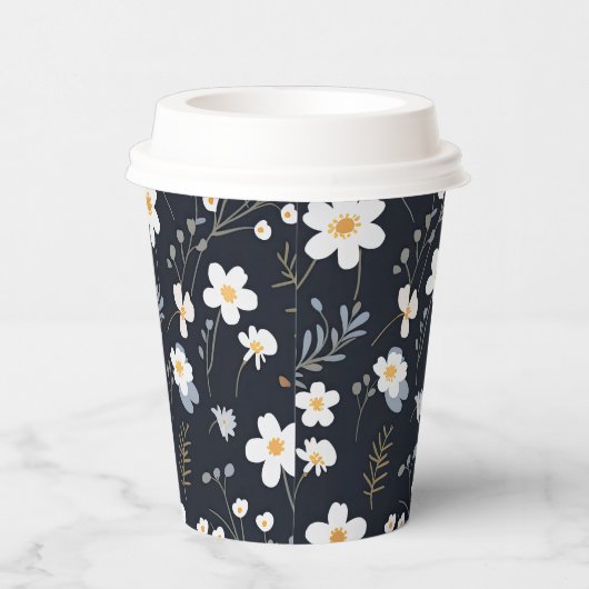 Zwart Minimalistisch Zachte Tuin Wildbloemenkweker Papieren Bekers (Rechts)