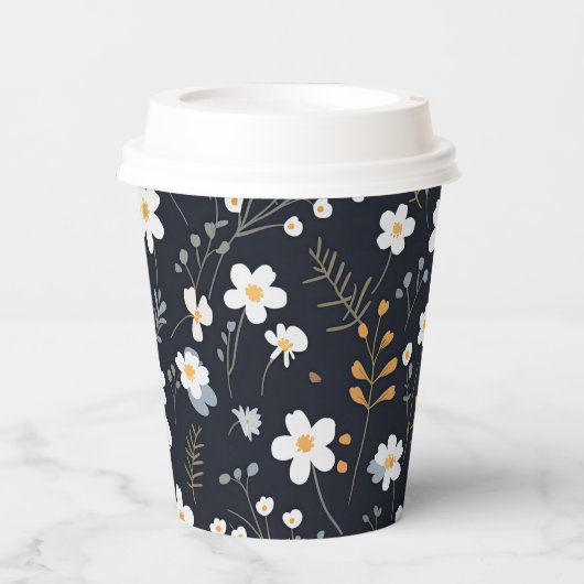 Zwart Minimalistisch Zachte Tuin Wildbloemenkweker Papieren Bekers (Voorkant)