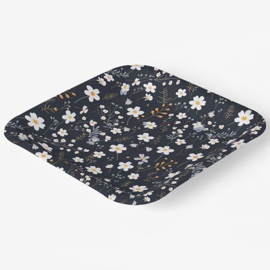 Zwart Minimalistisch Zachte Tuin Wildbloemenkweker Papieren Bordje (Gebogen)