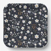 Zwart Minimalistisch Zachte Tuin Wildbloemenkweker Papieren Bordje (Voorkant)