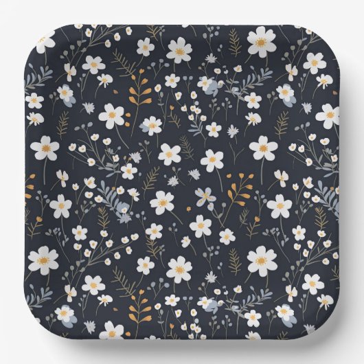 Zwart Minimalistisch Zachte Tuin Wildbloemenkweker Papieren Bordje (Voorkant)