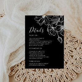 Zwart Minimalistisch Zwart & Wit Botanische Detail Informatiekaartje