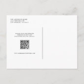 Zwart Minimalistische Bloemen Boeket QR Code Huwel Uitnodiging Briefkaart (Achterkant)