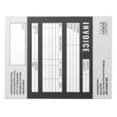 Zwart Minimalistische Custom Business Invoice Logo Notitieblok (Voorkant)
