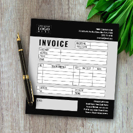 Zwart Minimalistische Custom Business Invoice Logo Notitieblok