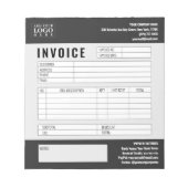 Zwart Minimalistische Custom Business Invoice Logo Notitieblok (Voorkant)