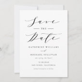 Zwart Minimalistische Dainty Script Wedding QR-cod Save The Date (Voorkant)