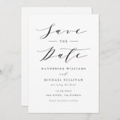Zwart Minimalistische Dainty Script Wedding QR-cod Save The Date (Voorkant / Achterkant)