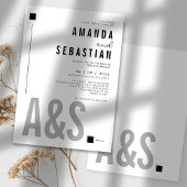 Zwart Minimalistische Elegante Monochrome Bruiloft Kaart