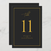 Zwart Minimalistische Elegante Trouwtafelnummers (Voorkant / Achterkant)