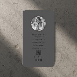 Zwart Minimalistische Foto & QR Code Modern Visitekaartje