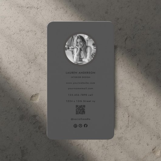 Zwart Minimalistische Foto & QR Code Modern Visitekaartje