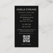 Zwart Minimalistische Foto QR Code Modern Visitekaartje (Achterkant)