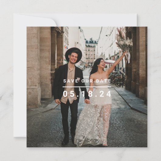 Zwart Minimalistische foto Save Our Date Square Save The Date (Voorkant)