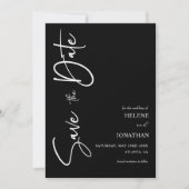 Zwart Minimalistische kalligrafie bruiloft Save The Date (Voorkant)