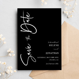 Zwart Minimalistische kalligrafie bruiloft Save The Date