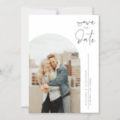 Zwart Minimalistische kalligrafie foto Save the Da Magnetische Uitnodiging (Voorkant)