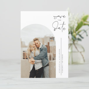 Zwart minimalistische kalligrafie foto save the date