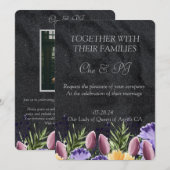 Zwart Minimalistische klassieke bruiloft Kaart (Voorkant / Achterkant)